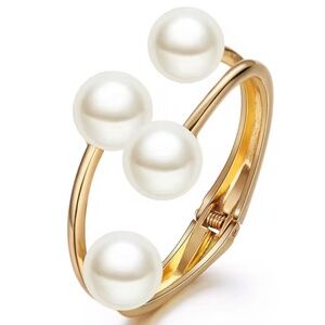 Pearl Chunky Adjustable Big Bangle for Women